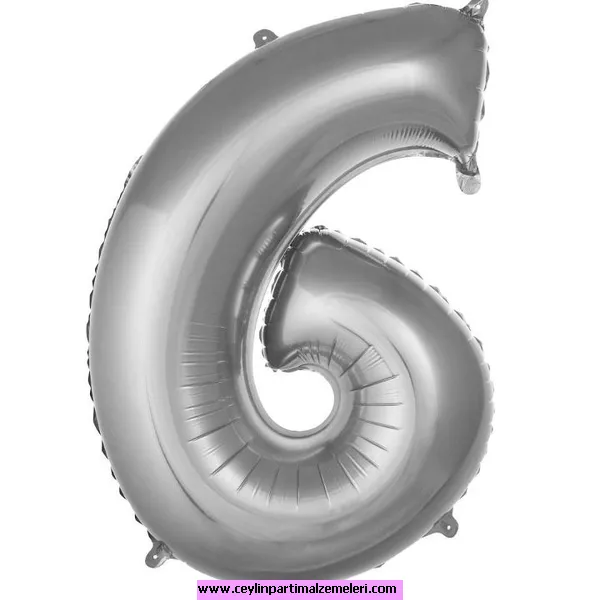 6 Rakam Gümüş Folyo Balon